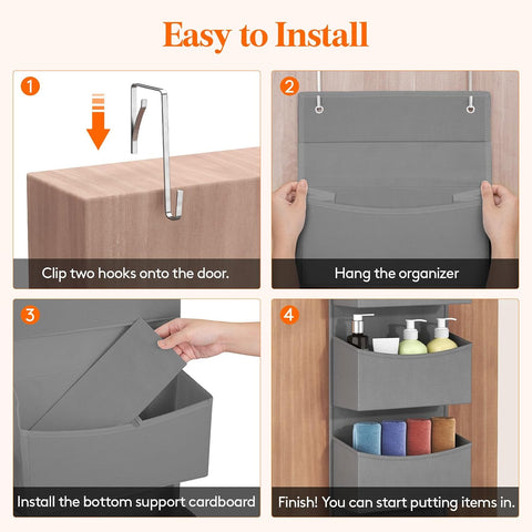 Lifewit Over The Door Storage Organiser – 4-Shelf Hanging Wardrobe Storage, Grey