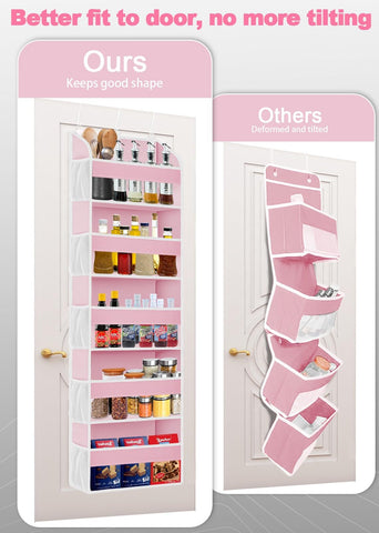 TAHAVICE Over The Door Storage Organiser, 5 Clear Window Pockets and 10 Mesh Side Pockets, Grey – Turn Unused Door Space into Smart Storage