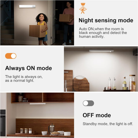 5 Pack Rechargeable Under Cabinet Lights with Motion Sensor – Wireless LED Cupboard Lighting with 3 Brightness Levels & Magnetic Mount - Light Up the Dark Corners You Use Every Day