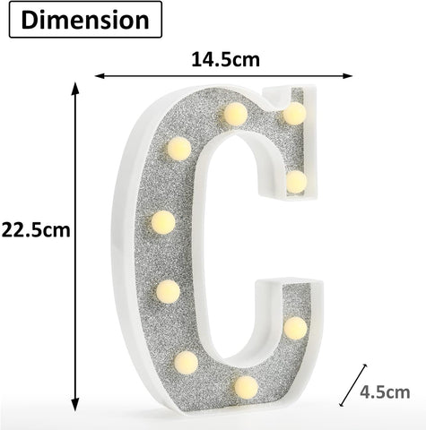 Colorful Light Up Letters, Glitter LED Letter Lights 18 Color Changing Shiny Alphabet Sign Gifts for Girls Women Party Birthday Decorations Remote Night Light Christmas Valentine Wall Table Decor - C