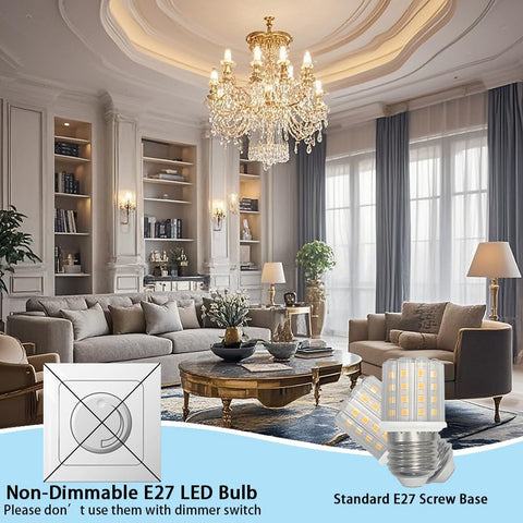YELANGU E27 LED Corn Light Bulbs,5W Warm Light 3000K, Equivalent to 60W E27 Halogen Bulbs,AC 85-265V, 360° Beam Angle,Edison Screw SES LED Corn Lamp, Not Dimmable, Pack of 8 [Energy Class F]