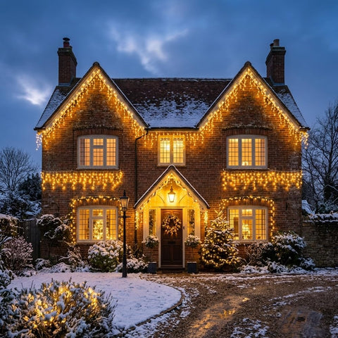 LightsGo Icicle Lights 120 LED 4M Warm White Christmas Lights – Waterproof Outdoor Fairy Lights with 8 Modes, Timer & 10M Lead - Turn Your Gutterline Into a Little Winter Wonderland