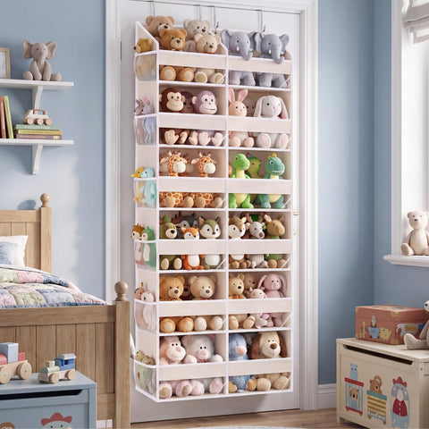 Ofiray-Home Over The Door Storage Organiser – 5-Tier, 10 Compartments, Pink Hanging Storage with 10 Side Pockets
