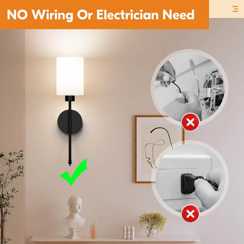 Battery Operated Wall Lights, Black Wireless Rechargeable Wall Lights with 5200mAh Dimmable Detachable Bulbs and Remote, 9 Colours Sconces Wall Decor for Bedroom Living Room Hallway