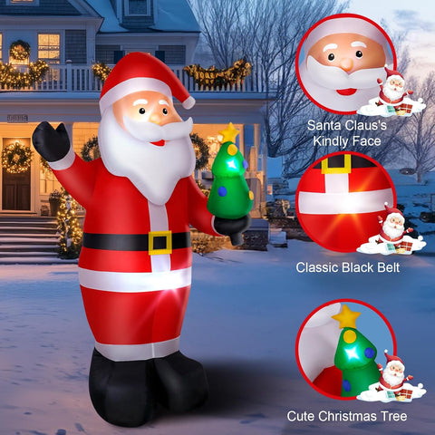 8FT Large Christmas Inflatable Santa Claus with LED Lights - Red