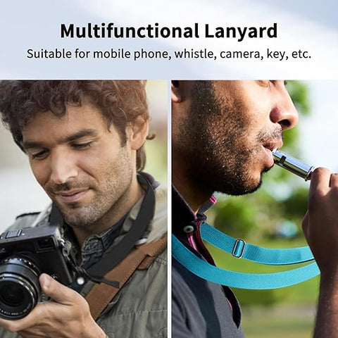 CACOE Universal Mobile Phone Chain - Adjustable Neck Strap for Smartphones Black+light Blue