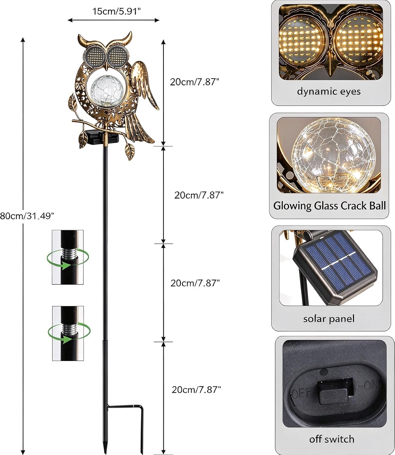 Owl Solar Garden Lights Outdoor