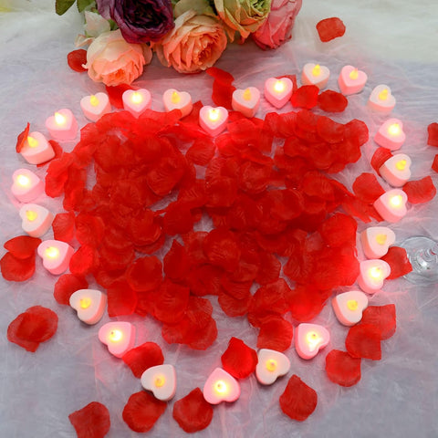 Heart Shaped Flameless LED Candles – Pack of 24 Flickering Decorative Lights for Romantic Occasions