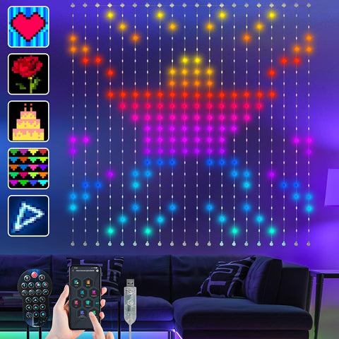 Ciskotu 2 x 2m Smart RGB Curtain Lights – 400 LED USB Fairy Lights with App, Remote, Music Sync & 100+ Effects - Turn Any Room Into a Colourful Celebration