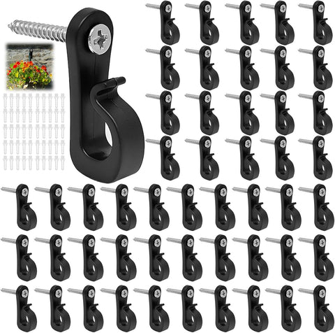 50 Pack Q Hanger Hooks Screw in Safety Buckle for String Lights Outdoor – Secure Garden Hooks for Fairy Lights, Decorations & Plants – Keep Every Hanging Detail Safely in Place