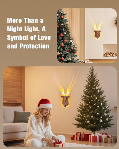 No-Drill Reindeer Wall Light LED Night Lamp with Remote