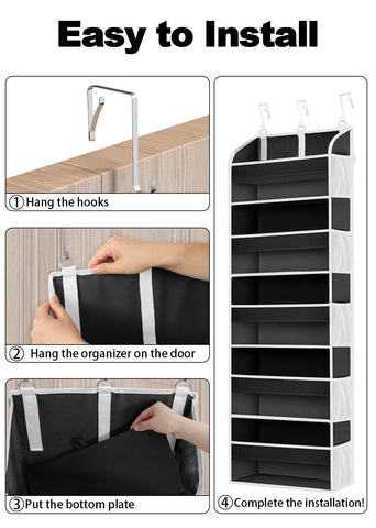 TAHAVICE Over The Door Storage Organiser, 5 Clear Window Pockets and 10 Mesh Side Pockets, Grey – Turn Unused Door Space into Smart Storage