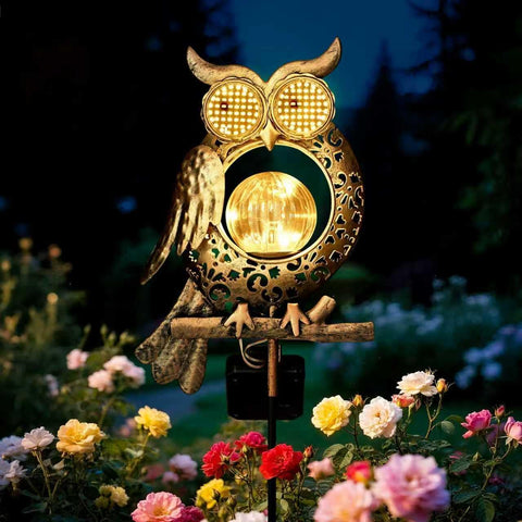 Solar Lights Outdoor Garden-Weatherproof Owl Solar Garden Lights with Auto On/Off, 2 Mode LED Lights, Dynamic Eye Lighting for Patio, Yard, Pathway, Birthday Gifts for Women, Mum