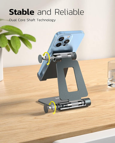 Nulaxy Aluminum Adjustable Phone Stand – Foldable Desk Holder for All Smartphones