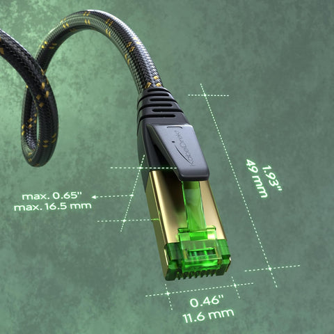 Cat 7 Ethernet Cable with ultra-secure triple shielding, internet & LAN cord, Nylon braided – 1.5m (Break-proof network cable, 10Gbit/s for maximum fibre optic speed, RJ45 plug) – CableDirect