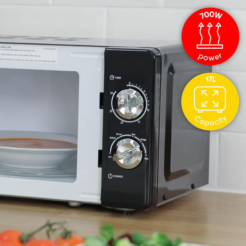 17L 700W Black Solo Microwave with Timer, 5 Power Levels & Defrost