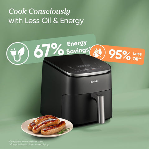 Air Fryer TurboBlaze 6L – Compact Oil-Free Cooker with 9 Functions, 5 Fan Speeds, 110+ Recipes, Non-Stick & Dishwasher Safe