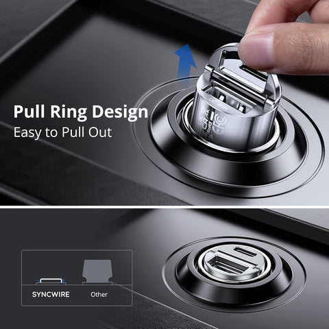 SYNCWIRE USB C Car Charger 90W Silver Dual Port Fast Adapter