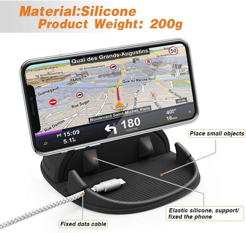 Cinati Car Phone Holder Silicone Dash Mount – Slip Free Universal Stand