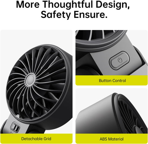 JISULIFE Handheld Fan Life7 – Ultimate Flexibility: High-Power Motor, LED Display, 5000mAh Rechargeable, 5-Speed, Foldable Design, 3-IN-1 Portable Hand/Desk/Neck Fan for Travel, Gift for Women (Black)