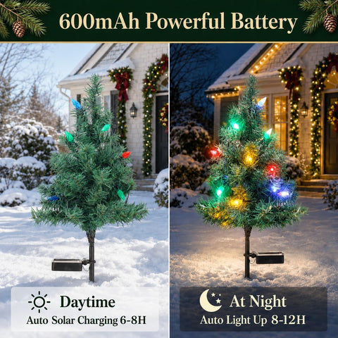 2 Pack Solar Christmas Tree Lights Decorations-Waterproof XS Pathway Lights