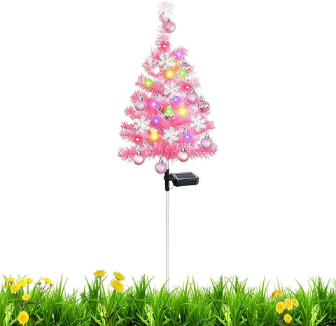 Illuminated Pine Stake, Solar Powered Holiday Tree, Light with Dusk to Dawn