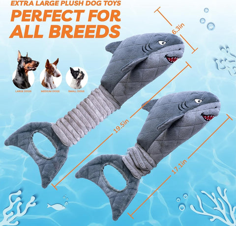 Legend Sandy Grey Shark Dog Toy – Large Interactive Chew Toy