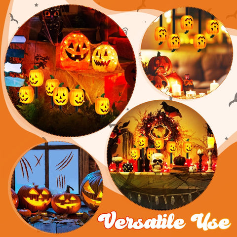 Housoutil Halloween Pumpkin Pathway Lights, 5 LED Garden Stake Lights