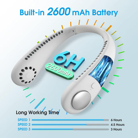 Neck Fan Bladeless 360° Rechargeable White