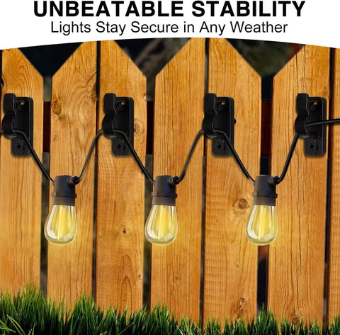 60 Pack Outdoor String Light Clips with Screw-in Hooks – Black Metal Cable Hangers for Garden, Patio, Fence & Christmas Decorations