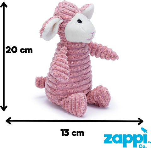 Zappi Co Pink Lamb Plush Dog Toy with Squeaker