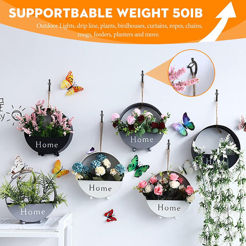 Screw in Hooks with Safety Buckle, (Black-32 PCS) | 7 Pcs Black Ceiling Hooks, Outdoor Garden Hooks for Christmas Lights,Rope Lights,Fairy Lights,Hanging Plants,Bird Feeders