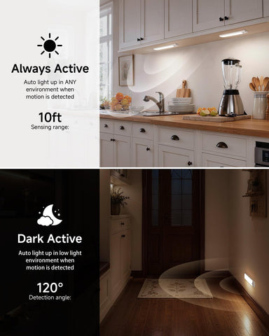 Motion Sensor Under Cupboard Kitchen Lights – Rechargeable LED Under Cabinet Light with 3 Colour Temperatures, Dimmable Brightness & Magnetic Cordless Mount for Wardrobes, Shelves & Stairs - Light Up the Dark Corners You Usually Ignore