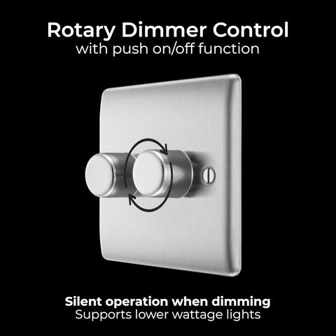 Intelligent Double Wall Dimmer Switch 200W, 2 Way, Brushed Steel