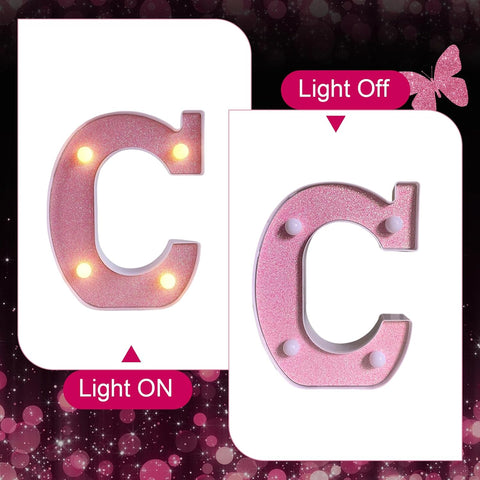 Light Up Letter C LED Pink Night Light