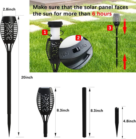 Solar Lights Outdoor Waterperoof Upgraded, 10Pack Solar Tiki Torches with Flickering Flame, 12LED Mini Solar Garden Lights for Patio Yard Pathway Landscape Decorations-Dusk to Dawn Auto On/Off