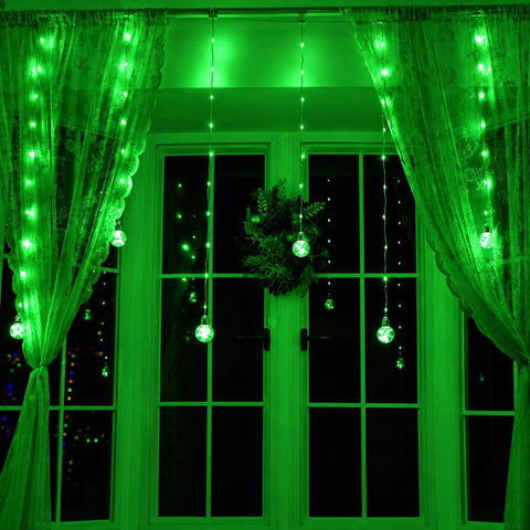Ollny Curtain Fairy Lights 3m – 135 RGB LEDs with 10 Globe Lights, USB Powered Christmas Window Lights - Turn Every Festive Corner Into a Colourful Glow