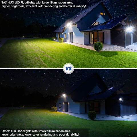 2 Pack 300W LED Floodlights Outdoor 30000LM IP67 Security Lights 7000K