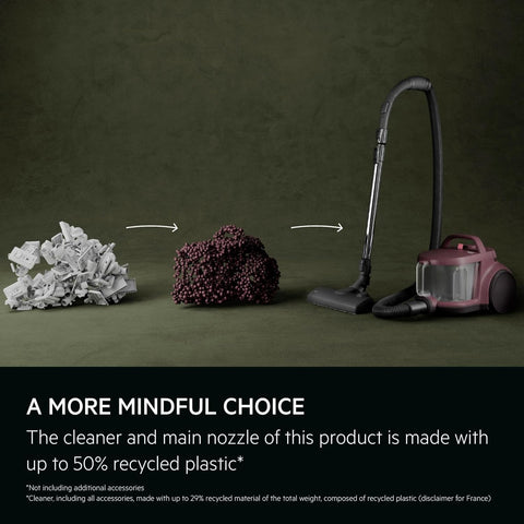 AEG ANIMAL 5000 Bagless Vacuum Cleaner, 3L, Compact, 78dB, 8.5m Action Radius, High Filtration, Multi-Surface, Dark Red