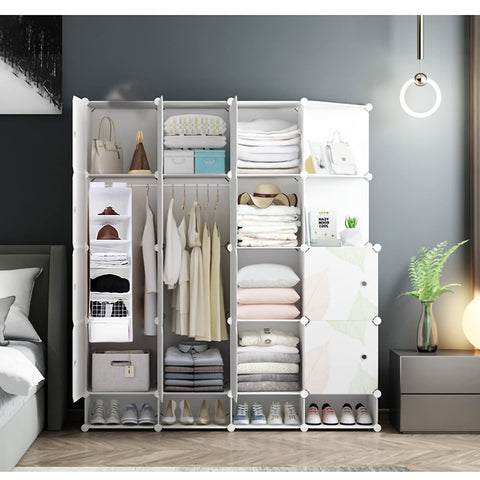 YINGGG 6-Shelf Hanging Wardrobe Organiser, Grey Non-Woven Fabric Storage Rack with 2 Wide Hook-and-Loop Straps for Sweaters, Shoes, Towels and Accessories