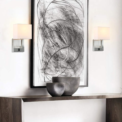 2-Set Linen Wall Sconces with E27 Socket and Wall Switch