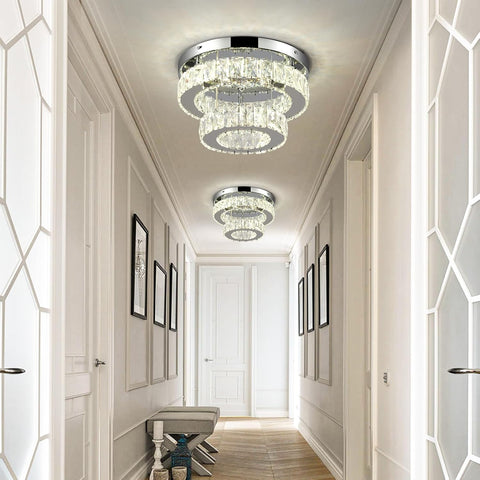 11.8" Modern Crystal Chandelier LED Flush Mount Ceiling Light Remote