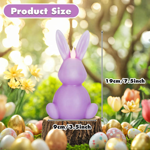 Easter Bunny Flameless LED Candles Set of 3, Real Wax Carved Scented Bunny Shape Decorative Candles for Home Table Centerpiece