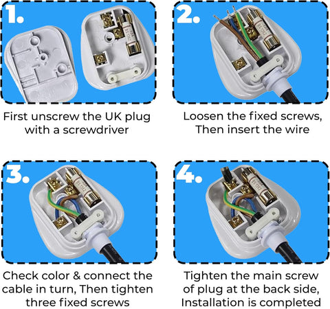 Double Dragon 13A Rewireable 3-Pin Electrical Plug Pack of 6 White