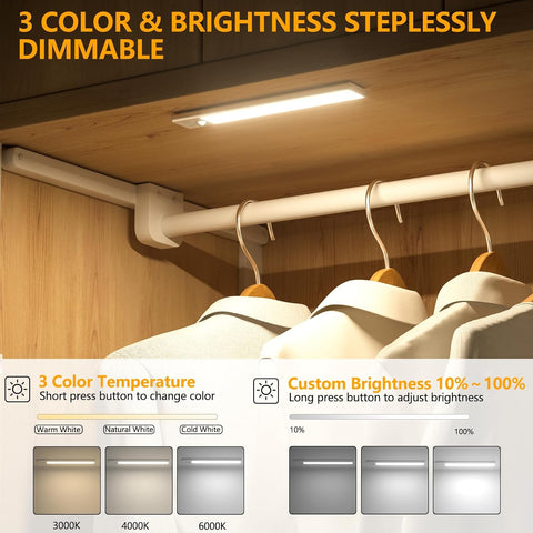 Under Cabinet Kitchen Lights Rechargeable 64 LED 20.5cm 3 Colour Temperature 2 Pack – Bring the Right Light to Every Corner
