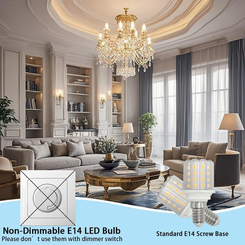 YELANGU E14 LED Corn Light Bulbs,5W Warm Light 3000K, Equivalent to 60W E14 Halogen Bulbs,AC 85-265V, 360° Beam Angle,Small Edison Screw SES LED Corn Lamp, Not Dimmable, Pack of 8 [Energy Class F]