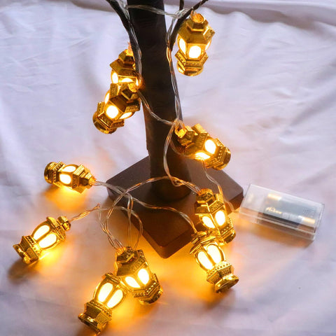 Ramadan Eid Mubarak String Lights – 5.4ft LED Fairy Lights with 10 Warm White LEDs, Battery Powered Indoor & Outdoor Decoration