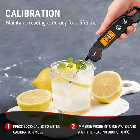 TP603B Black Digital Meat Thermometer for BBQ with Backlit LCD