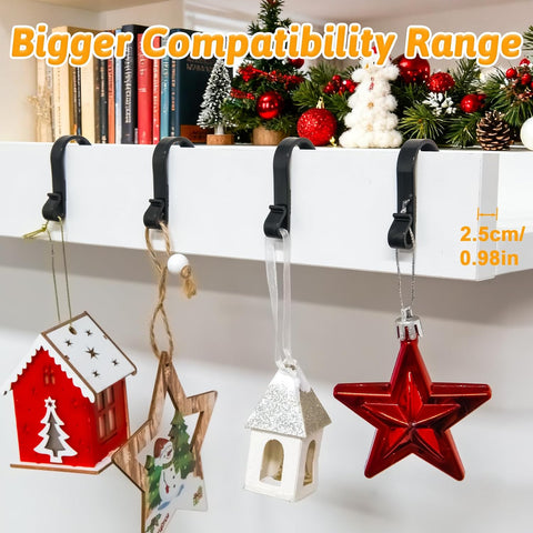 Dalugo 40 Pcs Black Plastic Gutter Hooks for Outdoor Lights – S-Shaped Christmas Light Clips for Gutters, Icicle Lights, LED Decorations & Festive Displays