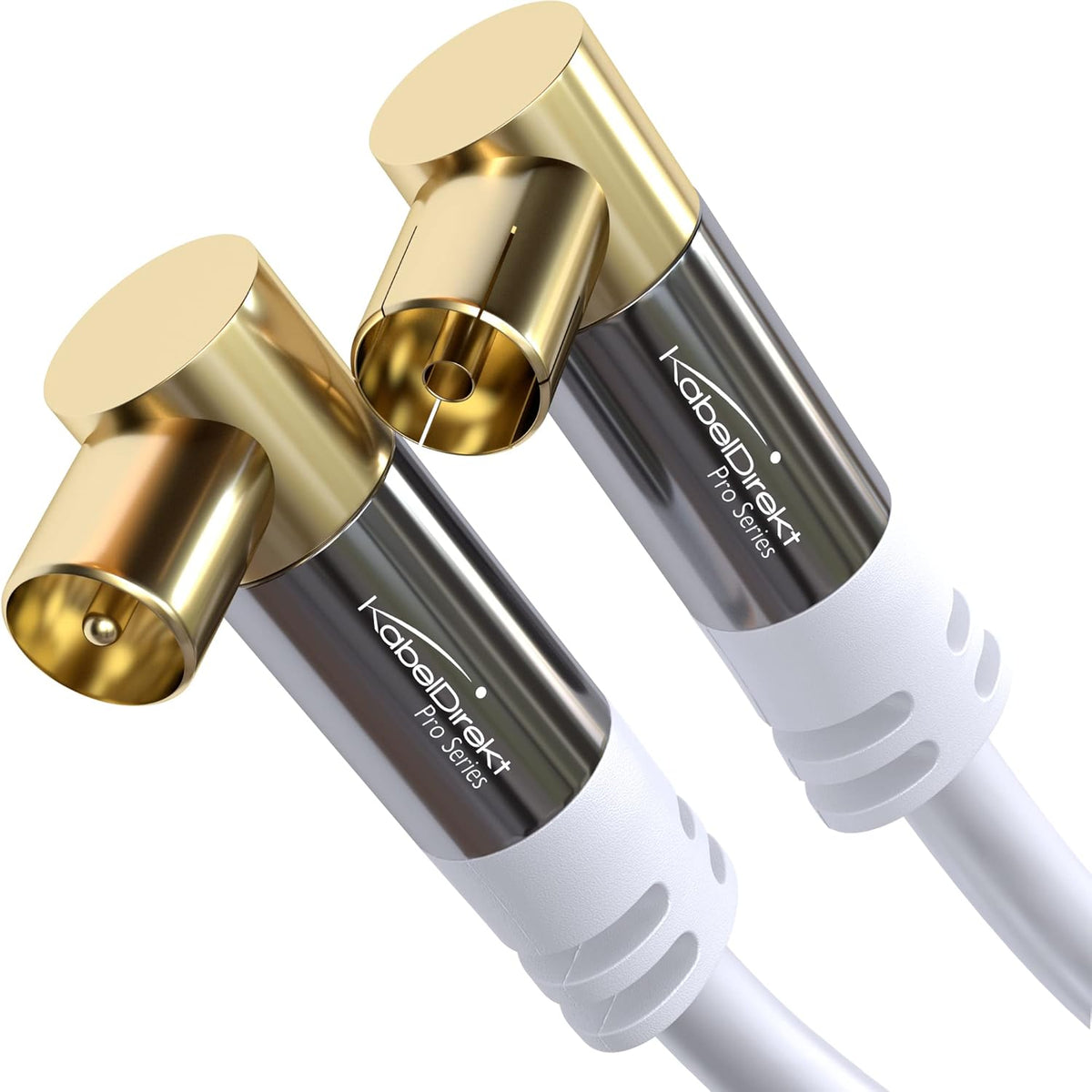 KabelDirekt – 4K TV Aerial Cable, Coaxial Cable, 90° Angled – 20m – Digital & Analogue – Available in 0.5-20m (Angled Plug/Socket, DVB-C/DVB-T/DVB-S, white)